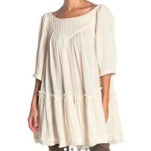 Hersy women’s beige ruffle tunic dress M L97-2